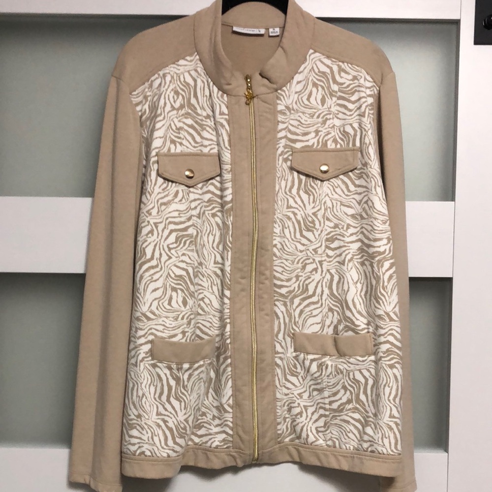 Beige and White Women's Jacket